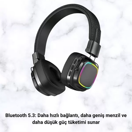 RGB Işıklı Katlanabilir Bluetooth 5.3 Kulak Üstü Kulaklık