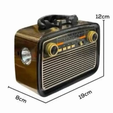 Nostaljik Görünümlü Ahşap Radyo TF SD USB Girişli Led Fener Işıklı