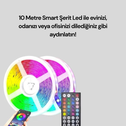 10 Metre Smart Şerit Led Bluetooth Telefon Kontrollü USB Enerjili