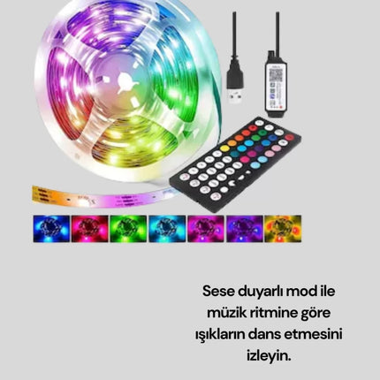 10 Metre Smart Şerit Led Bluetooth Telefon Kontrollü USB Enerjili