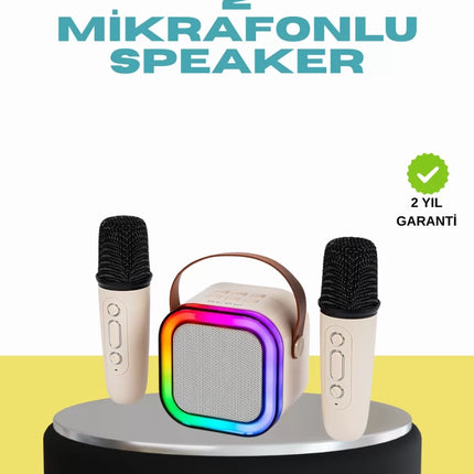LED Işıklı Taşınabilir Karaoke Hoparlör – USB & AUX Girişli
