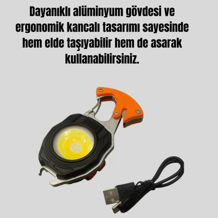 Çok İşlevli USB Şarjlı Anahtarlık Fener