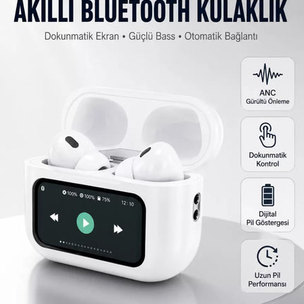 Dokunmatik Ekranlı Bluetooth Kulaklık ANC Gürültü Önleme Suya Dayanıklı Yeni Nesil