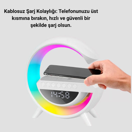 15W Hızlı Şarj Destekli LED Atmosfer Işığı ve Alarm Fonksiyonlu Lamba