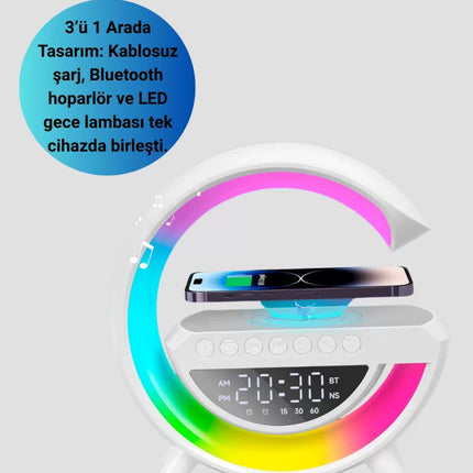 13 Renk Seçenekli Kablosuz Şarj Cihazlı LED Lamba