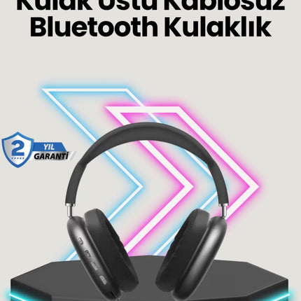 Bluetooth V5.0 Kablosuz Kulak Üstü Kulaklık | Katlanabilir, Mikro USB Girişli