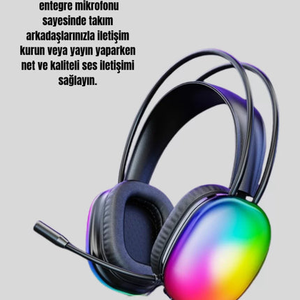Düşük Gecikmeli Bluetooth 5.3 Gaming Kulaklık – RGB Işıklı