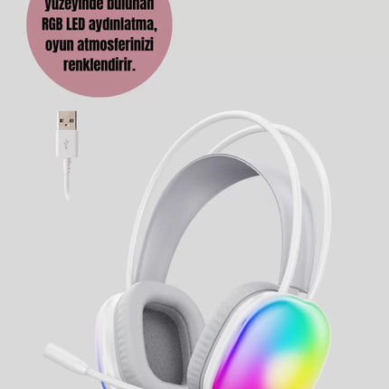 RGB Aydınlatmalı Kablosuz Bluetooth Oyuncu Kulaklığı