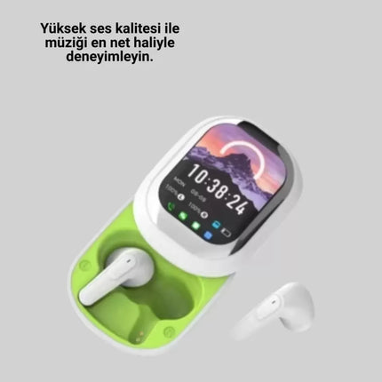 Kayar Kapaklı Şarj Kutusu Ve Dokunmatik Ekranlı Bluetooth Stereo Kulaklık
