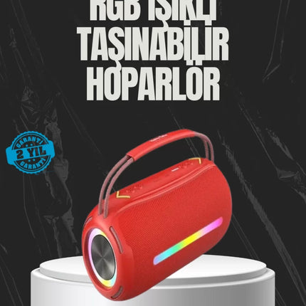 20W Güçlü Ses Çift Sürücülü RGB LED Işıklı Bluetooth 5.3 Hoparlör
