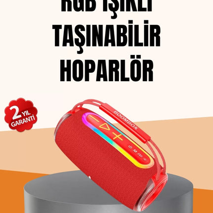 IPX6 Su Geçirmez RGB LED Işıklı Taşınabilir Bluetooth Hoparlör 2400 mAh