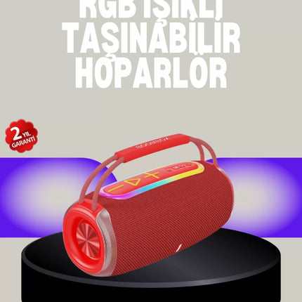 20W Kablosuz Bluetooth Hoparlör RGB Işık Efektli USB/SD/AUX Destekli