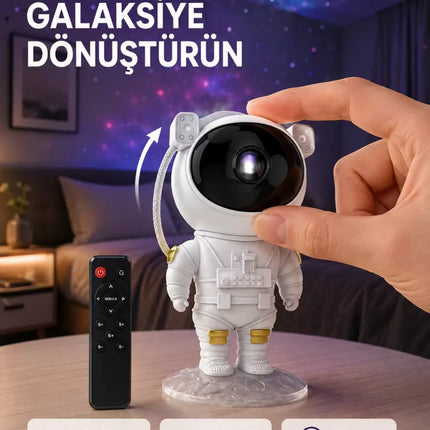Astronot Şekilli Galaxy Projeksiyon Lambası Nebula Efektli Dekoratif Lamba