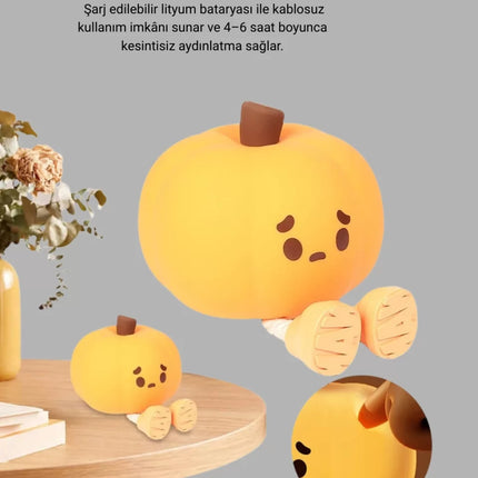 Dekoratif Pumpkin Gece Lambası Şarjlı Dokunmatik LED Işık