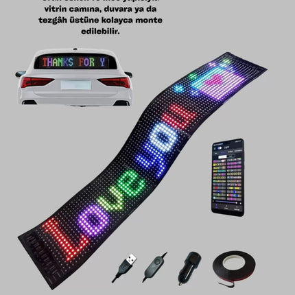USB Girişli RGB LED Tabela Ayarlanabilir Parlaklık ve Kayan Yazı Özellikli