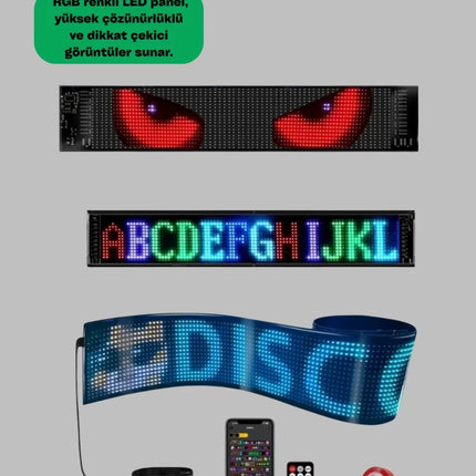 USB Girişli RGB LED Tabela Ayarlanabilir Parlaklık ve Kayan Yazı Özellikli