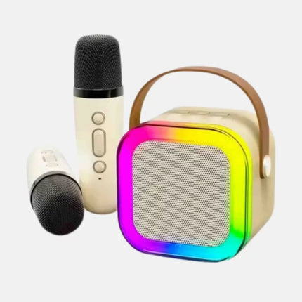 Karaoke Hoparlör Taşınabilir Çift Mikrofonlu ve LED Işıklı Bluetooth 5.0