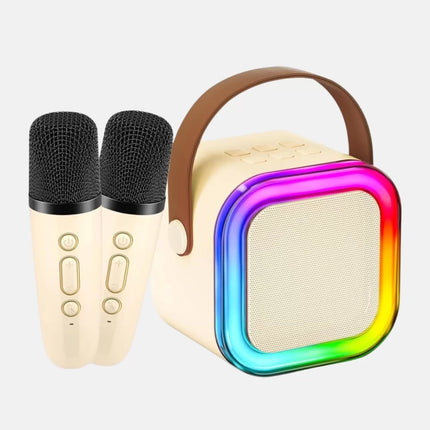 Karaoke Hoparlör Taşınabilir Çift Mikrofonlu ve LED Işıklı Bluetooth 5.0