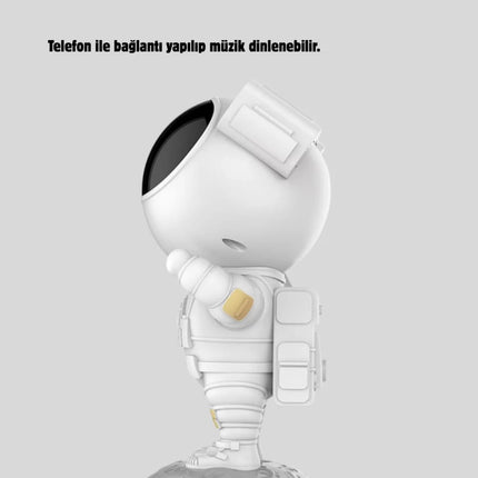 Bluetooth Müzikli Astronot Projeksiyon Lambası Yıldız ve Ay Efektli