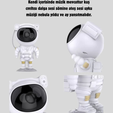 Astronot Galaksi Projeksiyon Lambası Bluetooth Bağlantılı ve Uzaktan Kontrollü