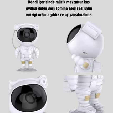 Astronot Projeksiyon Lambası Bluetooth Müzikli ve Uzaktan Kumandalı