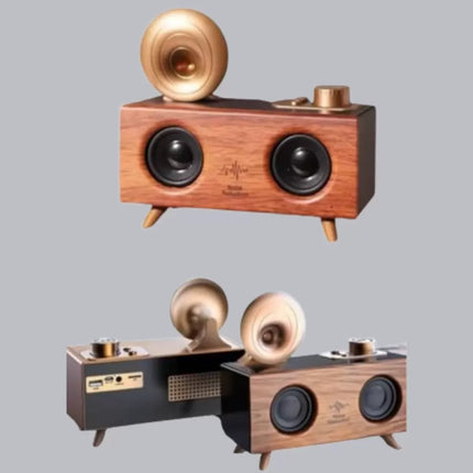 Nostaljik Gramofon Bluetooth Hoparlör – FM Radyo + USB + SD Kart Destekli