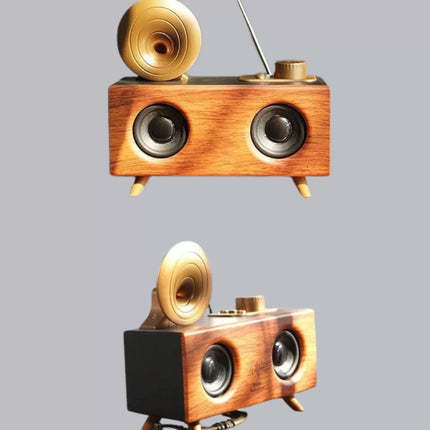 Çift Hoparlörlü Bluetooth Gramofon Speaker – FM Radyo, USB, SD Kart ve AUX Girişli