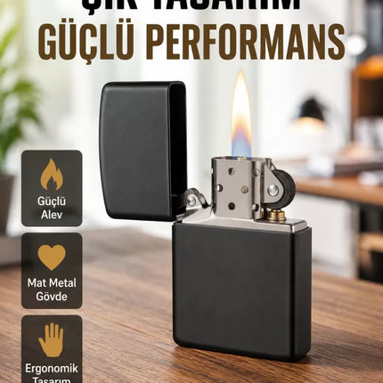 Tasarım Metal Çakmak Minimal Mat Yüzeyli ve Şık Görünümlü