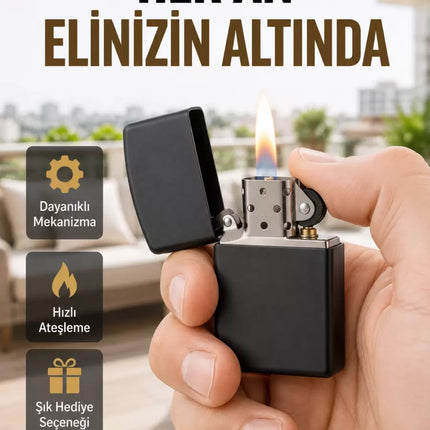 Metal Gövdeli Tasarım Çakmak Mat Yüzeyli ve Ergonomik Tutma Özellikli