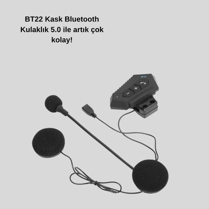 Motosiklet Kaskı İçin Bluetooth Kulaklık – Kablosuz, Mikrofonlu, Gürültü Azaltmalı BT22