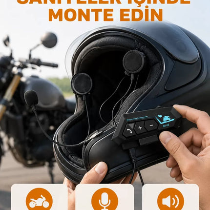BT22 Kask İçi Bluetooth Kulaklık Hızlı Eşleşme ve Gürültü Önleyici Mikrofon Yeni Nesil