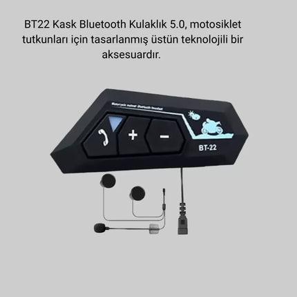 BT22 Kask İçi Bluetooth Kulaklık Hızlı Eşleşme ve Gürültü Önleyici Mikrofon Yeni Nesil