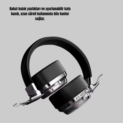 Bluetooth Kablosuz Kulak Üstü Kulaklık Katlanabilir Konforlu ve Şık Tasarımlı