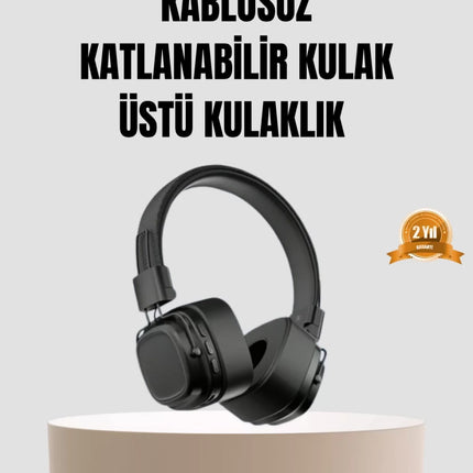 Bluetooth Kablosuz Kulak Üstü Kulaklık Katlanabilir Konforlu ve Şık Tasarımlı
