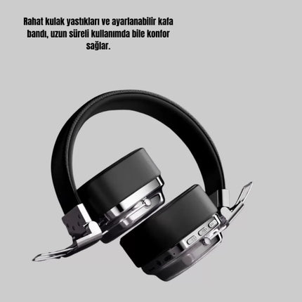Bluetooth Kablosuz Kulak Üstü Kulaklık Katlanabilir Konforlu ve Şık Tasarımlı