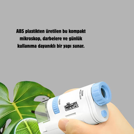 Taşınabilir Eğitim Mikroskobu 80X–200X LED Işıklı ve Darbeye Dayanıklı
