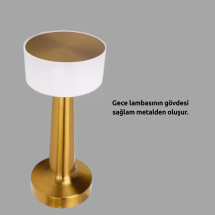 Kablosuz Dokunmatik Masa Lambası – Şık Modern Metal Gövde, USB Şarjlı