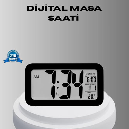 Dijital Masa Saati Sensörlü Aydınlatmalı Alarm ve Sıcaklık Ölçerli