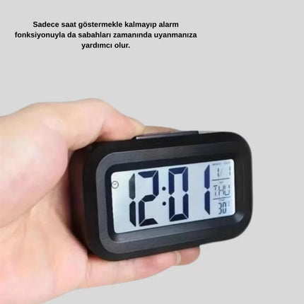 Sensörlü Dijital Masa Saati Alarm ve Sıcaklık Göstergeli