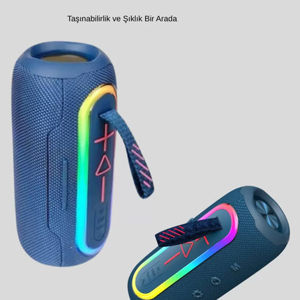 Taşınabilir Mini Bluetooth Hoparlör Güçlü Ses ve Şık Kırmızı Tasarım
