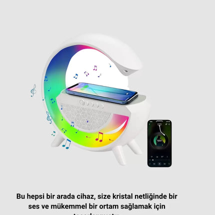 Bluetooth 5.0 Hoparlör – Kablosuz Şarj, RGB Gece Lambası ve FM Radyo