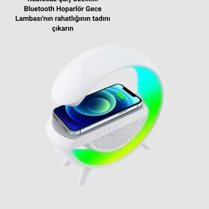 Bluetooth 5.0 Hoparlör – Kablosuz Şarj, RGB Gece Lambası ve FM Radyo