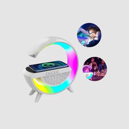 Kablosuz Şarjlı Bluetooth Hoparlör ve Gece Lambası – NFC, FM Radyo, RGB Işık