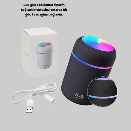 USB Bağlantılı LED Işıklı Hava Nemlendirici – Sessiz ve Kullanıcı Dostu Tasarım