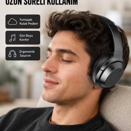 Kablosuz Bluetooth Kulaklık 5.0 18 Saat Kullanım Dinamik Sürücü Siyah Yeni Nesil