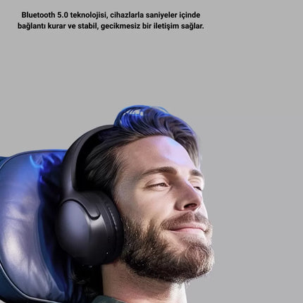 Kablosuz Bluetooth Kulaklık 5.0 18 Saat Kullanım Dinamik Sürücü Siyah Yeni Nesil