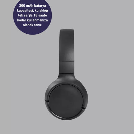 Siyah Kablosuz Bluetooth Kulaklık 300 mAh Hızlı Şarj Katlanabilir Pedli