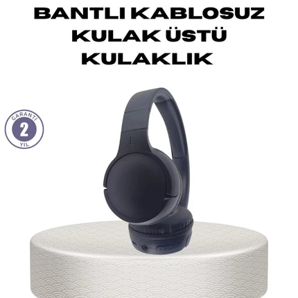Bluetooth 5.0 Siyah Kablosuz Kulaklık 18 Saat Batarya Katlanabilir Tasarım