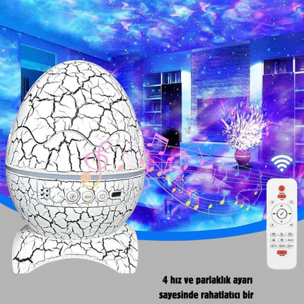 Yıldızlı Gökyüzü Dinozor Yumurta Projektör –  Ayarlanabilir Parlaklık ve Hız