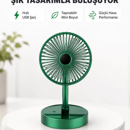 Katlanabilir Mini Fan – 3 Kademeli Soğutma, Şarjlı